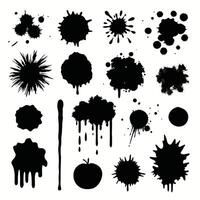 a collection of black ink splashes and splashes vector