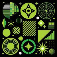 a green cube with various objects and symbols vector