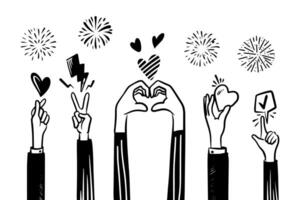 doodle hands up,Hands clapping. applause gestures. clapping. vector