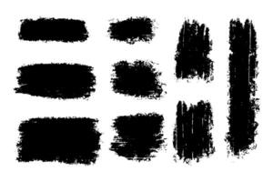 Brush strokes. paintbrush set. Grunge design elements. Rectangle text boxes. Dirty distress texture banners. vector