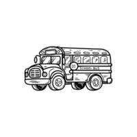 Detailed sketch of a classic school bus with a simple design on a white background vector