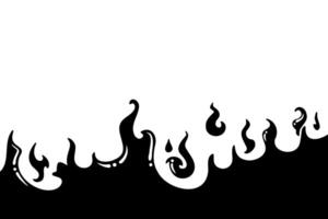 Fire , black flame isolated on white background. vector