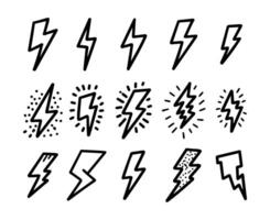Creative collection of lightning and thunder symbols designed for graphics and illustrations in various styles vector