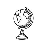 Detailed illustration of a globe on a stand used during geography lessons in class vector