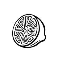 Lemon round slice. outline one citrus piece of circle shape with segments inside, slice of fresh sour lemon fruit with vitamin C, symbol of tropical summer vector