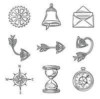 Line set of symbols for retro style app vector