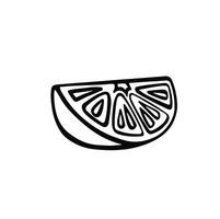 Lemon orange citrus slice line, outline vector