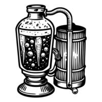 Vintage Brewing Apparatus with Barrel and Tube Illustration vector