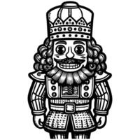Intricate Black and White Nutcracker Illustration with Ornate Details vector