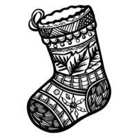 Intricate Stocking Design HandDrawn Christmas Decoration with s vector