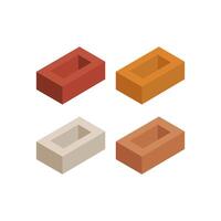 Bricks are shown in different positions. Flat 3d isometric Brick icons illustration. Industrial elements. Construction. vector