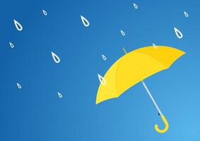 Yellow umbrella . Open yellow umbrella on blue background. Protection against falling rain. illustration - safety and security concept. vector