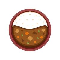 Japanese curry cartoon . Japanese curry top view on white background. vector