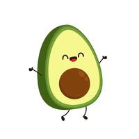 Avocado character. Funny happy cute happy smiling avocado. flat cartoon character kawaii illustration icon. Isolated on white background. vector