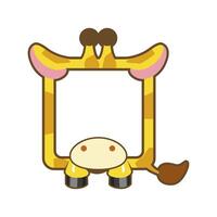 Cute Square giraffe frame. Cartoon avatar for UI games. Empty animal frame for your kids decor, print or stickers vector