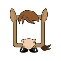 Square horse frame, cartoon avatar for ui games. Empty animal frame for your kids decor, print or stickers vector