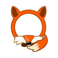 Cute round Fox frame. Cartoon avatar for UI games. Empty animal frame for your kids decor, print or stickers vector