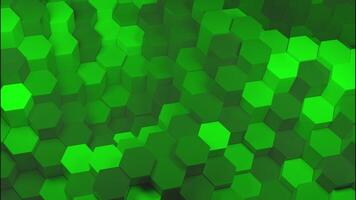 Abstract hexagonal mosaic green tiles. Design. Colorful wave motion of mosaic particles. video