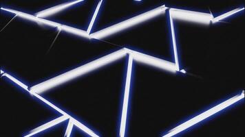 Black background with green and blue triangles. Design. Small triangles moving in different directions made in cartoon abstraction. video