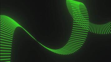 Spinning spiral of neon curving green lines on a black background. Design. Green rotating 3D spiral. video