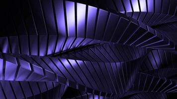 Purple rotating 3d stripes. Design. Light illuminated strips made of square pieces in cartoon animation. video