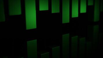 Black background with stripes appearing. Design. Short green stripes in a row made in cartoon animation. video