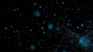 Black background with flying glitter. Design. Bright blue and purple sequins that scatter in a chaotic manner in the animation. video