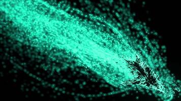 Black background with green glitter. Design. Multi-colored glitter made in 3d animation on a dark background. video