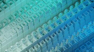 azul luz quadrados. Projeto. pequeno quadrados fez dentro 3d formato este mover dentro diferente instruções. video