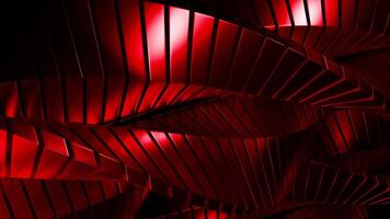 Bright red computer graphics. Design. Dark background with rotating red squares in different directions. video