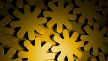 Yellow and white light background. Design. Small metal parts rotating in a circle in 3D format. video