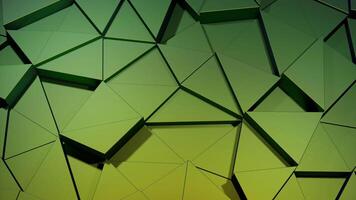 Green disassembled background. Design. Small triangular pieces that rise and fall in turn in different directions. video