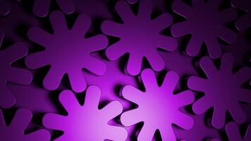 Red and purple contrasting background. Design. Metal parts rotating rapidly in one direction in animation. video