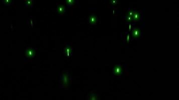 Falling bright particles with reflection on black background. Design. Bright glowing particles fall in dark. Glowing stars fall in dark space with reflection video