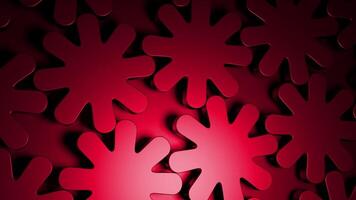 Red and purple contrasting background. Design. Metal parts rotating rapidly in one direction in animation. video