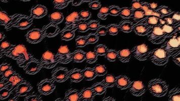 Wavy texture of black and colored circular shapes on a black background. Motion. Technological pattern. video