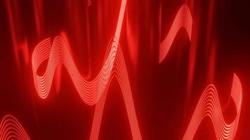 Abstract red background with wavy radio lines. Design. High wave amplitude. video