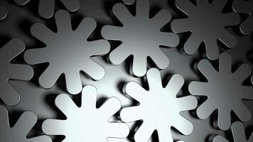 Yellow and white light background. Design. Small metal parts rotating in a circle in 3D format. video
