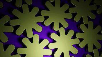 Purple background with rotating flower shapes. Design. Small flowers made in abstraction that rotate in a circle. video