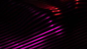 Striped background moves in waves and changes color. Design. Silky stripes move in 3d waves with colored sheen. 3D waves of moving silky stripes on black background video