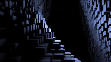 Abstract flight inside dark purple tunnel of many cubes and rectangles. Design. Endless corridor with 3D effect. video