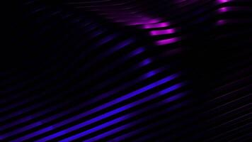 Striped background moves in waves and changes color. Design. Silky stripes move in 3d waves with colored sheen. 3D waves of moving silky stripes on black background video