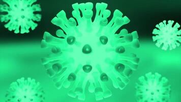 Green and turquoise background with microbes. Design. Made cartoon animation with microbes that rotate in a circle. video