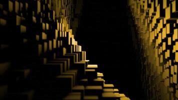 Pixelated background with flight inside dark tunnel. Design. Rows of cubic shapes, light and shadow. video