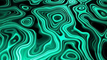 Bright moving liquid with marble pattern. Design. Beautiful 3D pattern of moving curved lines on black background. Topographic pattern in moving abstract fluid video
