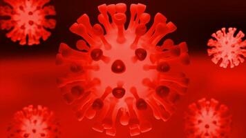 Yellow and red background with virus. Design. A rich shade background made in abstraction with rotating bacteria. video