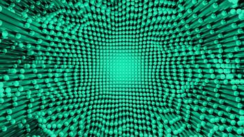 Green and turquoise background with small squares. Design. Black background with flying small squares made in cartoon animation. video