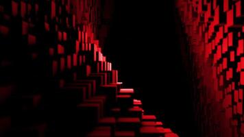 Pixelated background with flight inside dark tunnel. Design. Rows of cubic shapes, light and shadow. video