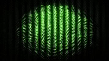 Preto fundo com verde e branco desmoronando brilho. Projeto. Sombrio fundo com fontes do lantejoulas fez dentro computador gráficos. video