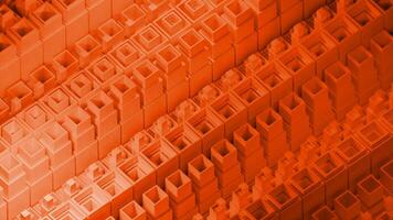 Orange lines made of stripes. Design. Orange and red lines made of rectangles that bounce in 3d format. video